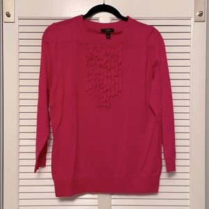 J Crew magenta Tippi sweater ruffles L NWT